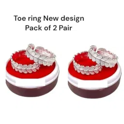 Frixty Accessories Toe Ring Abstract Pattern Design Toe Ring Adjustable Jewelry for Women. Set of 2 Pairs Adjustable Toerings. (028-2PAIRS) image 1