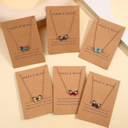 shining diva fashion 6 Pcs Latest Stylish Butterfly Jewellery Necklace Set for Women Pendant Necklace Gifts for Girls (rrsd15848np) image 5