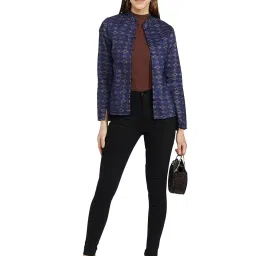 biba Women Art Silk Straight Printed Jacket image 4