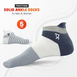 prasthan Men's & Women's Ankle Socks - Pack of 5 image 4