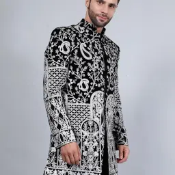 wintage Embroidered Velvet Black Bandhgala image 1