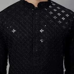jompers Men's Chikankari Embroidered and Sequence Kurtas Only image 4