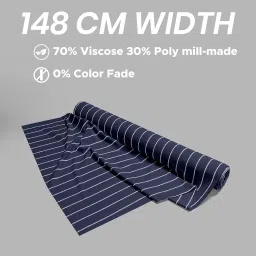 b bigreams - your comfort is our mission BIGREAMS Unstitched Navy Blue Pin Stripe Three Piece Suit Fabric For Mens - 150 CM Wide, Pin Stripe Fabric for Custom Clothing, Upholstery and Etc image 2