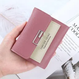 arura (label) Women's Short Wallet Clutch Bag Three Fold Buckle Coin Purse Women's Handbag (Random Color) image 4