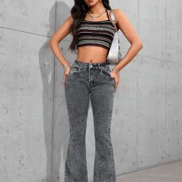 kotty Women's Solid||Fit and Flared Fit||Bootcut Leg Style||Stechable||Casual Jeans image 1