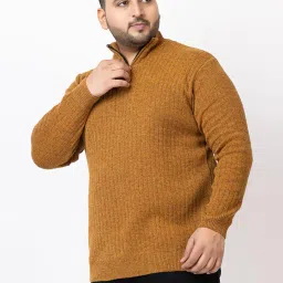 kvetoo Plus Size Men High Neck Zipper Full Sleeve Woolen Winter Sweater image 3