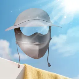 MERISHOPP Face Mask with Brim Reusable Portable Face Covering for Beach Travel Outdoor Dark Gray image 5