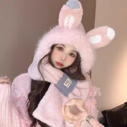 club bollywood The Style SutraWinter Hat Scarf Comfortable 2 in 1 Beanie Headwear Cartoon Plush Animal Hat Beige|Clothing, Shoes & Accessories | Womens Accessories | Hats image 4