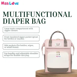 MaaLove Multifunctional Diaper Bag | for Mothers for Travel | Travelling Bag, Backpack Maternity Bags for Mother and Baby (Pink) image 1