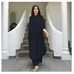 gobya Stylish Light Black Long Kurta with an Alluring Cut Ruffles adorning The Collar image 2
