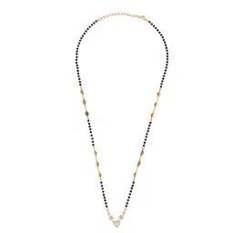 saloni fashion jewellery Traditional Eye-Catchy Leaf and Heart Shape Gold Plated Combo Set of 2 Black Beaded Adjustable Chain Mangalsutra For Women image 3