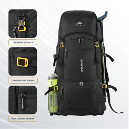 mountile ENDURO 55L Travel Backpack with Water Proof Rain Cover, Shoe Compartment - Camping Hiking Rucksack Trekking Bag - MTL05 image 1