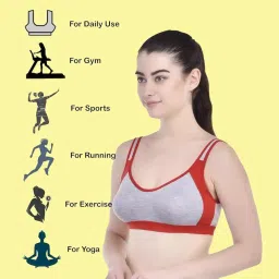 bruchi club Women Sports Bra Non Padded Cotton Full Coverage Bra for Gym, Workout,Yoga Antimicrobial & Anti Bacterial Slip On Stretch Sporta Bra for Women (Pack of 3) image 3