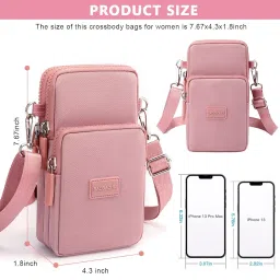 palay Small Crossbody Phone Bag for Women Mini Wallet Shoulder Crossbody Phone Bag with Earphone Cable Hole Wallet Clutch Bag for Women, Pink image 1
