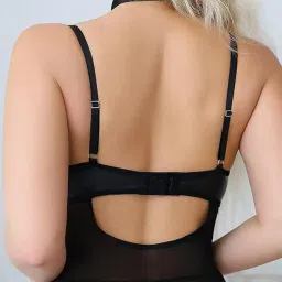 chicklick Satin Lycra Babydoll Lingerie Dress with Garter Belt, Choker Neck Mini Dress Women's Elegant One-Piece Lingerie image 1