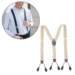 trendynest Button End Suspenders Tuxedo Adjustable Straps Elastic Suspenders For Shorts | Mens Accessories | Suspenders Braces image 2