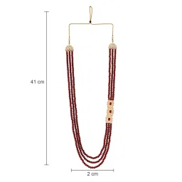 i jewels 3 Layered Traditional Gold Plated Dulha Moti Mala with Beaded Maharaja Haar/Groom Necklace For Men image 3