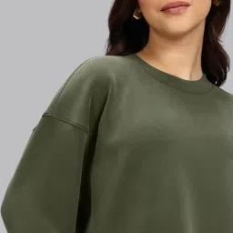 blissclub Women Polyester Barebutter Pullover, Drop Shoulder, Relaxed Fit, Marshmallow Comfort, Super Soft, Round Neck image 5