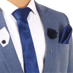 neuroclub Neuro Club Neck Tie Set 4pcs Microfiber Silk Formal/Casual Necktie, Pocket Square, Lapel, Cuff Links Wooden Gift Box (Free Size) image 2