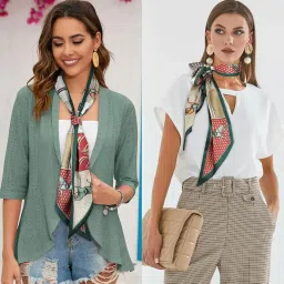 palay Silk Scarf for Women Stylish Neck Hair Scarf for Women, Floral Print Satin Scarf for Women, Fashion Silk Scarves for Suit, Blazers, Shirts, Neckerchief for Bag - 59''x5.2 image 5