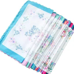 aenon fashion is my passion Piece Women's 100% Cotton Cut Work Bordar Floral Pattern Handkerchief/Ladies Hankies (Size_30CM X 30CM) image 2