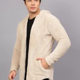 ben martin Men's Hooded Cardigan Full Sleeve Fleece Shawl Collar Shrug Open Front Drape Cape Overcoat with Pockets image 2