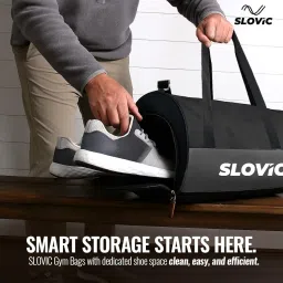 slovic Gym Bag for Men [20 LTR] | Bag for Traveling & Sports | Unisex Duffel Bag for Gym with Separate Shoe Compartment & Adjustable Straps | Grey Travel Bag image 2