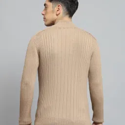monte carlo Mens Solid Camel Mock Neck Full Sleeve Pullover_1240568FZ-6 image 4
