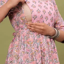 Fit and Flaired Cotton Printed I Maternity I Kurti I Kurta I Gown I Midi I Maxi I Feeding Kurti I for Women image 4