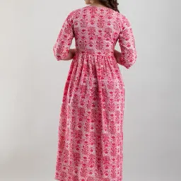 mangla kurti Women's Pure Cotton Printed Maternity Gown Feeding Nighty A-line Maternity Dress Kurti Gown for Women Pack of 2 (Multi 4,2XL) image 5