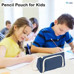 FunBlast Multipurpose Zipper Pouch for Girls, Kids & Adults - Stationary Organizer, Makeup, Cosmetic, Toiletry Bag, Water Resistant Travel Accessory (Navy Blue) image 4