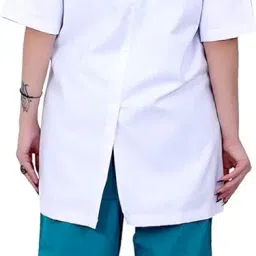 atootfusion Professional Lab Coat for Men and Women | Wrinkle Resistant Poly Cotton Unisex Half Sleeves, 3 Pockets, Classic Fit | Doctor Laboratory Coat | White (XL) image 5