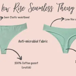 glus Women Cotton Everyday Wearing Soft No Show Back Invisible Back Thong Panty for Women Must to Wear Under Tight Fitted Outfits image 5