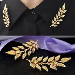 syga Leaf Brooch For Men And Women Brooch Pin For Shirts, Sweaters, Collar Pins, Collar Buttons(Gold) image 1