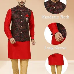 n.b.f fashion Men Ethnic Wear Red Sleeveless Modi Jackets Waistcoats image 4