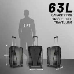 aristocrat Airpro 66 cms Medium Check-in Polypropylene Hardsided 8 Wheels Luggage/Suitcase/Trolley Bag- Black | 7-Year Warranty image 4