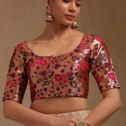 soch Women's Tussar Floral Short Sleeves Regular Fit Blouse image 1