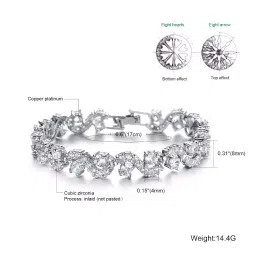 shining diva fashion White Silver Plated Cubic Zirconia Stylish AAA Crystal Charm Bracelet for Women (10950b) image 4