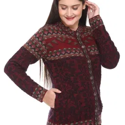 aarbee Round Neck Full Sleeve Woollen Cardigan for Women image 3