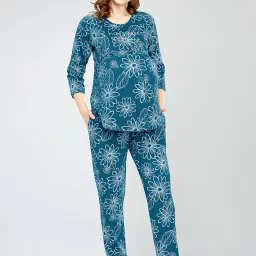 zeyo Women's Cotton Floral Printed Nursing & Maternity Night Suit Set Of Top & Pajama Set Feeding Night Dress 5803 image 3