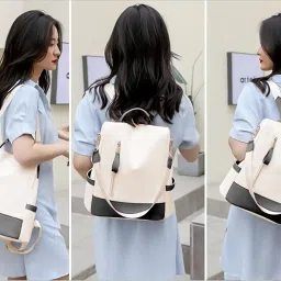 irmao 2024 New Artistic National Style Oxford Small Capacity Antitheft Women's Bag Generation Backpack (CreamBlack) image 5