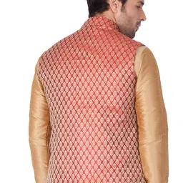 vastramay Men's Black Cotton Silk Blend Ethnic Jacket image 4