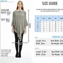 MANRA Women's Cozy Warm Poncho Sweater Elegant Shawl Wrap with Cute Pompoms for Winter Wear (SC 10 PLAIN BALL) image 4