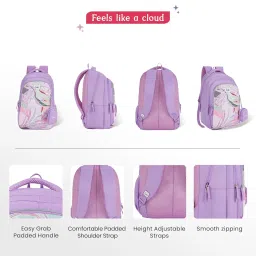 emilly Genie School Backpack for Girls | 19 In-36 Ltr with Three Compartments, Side Pockets and Light Weight with Padded Shoulders | Best for Books, Stationery, Lunch Box & Essentials image 5