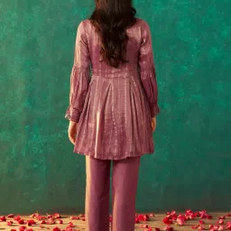 arangya Women's Short Kurta Set with Trendy Balloon Sleeve Gathered Detailing l Elegant Co Ord Set for Women image 1