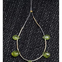 gehna jaipur 5 Loose Piece of Peridot Gemstone Faceted Almond Shaped Bead image 2