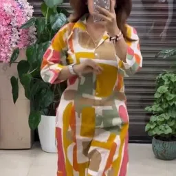 Women’s Cotton Printed Co-ord Set – Stylish & ComfortableJ-Cotton Green image 3
