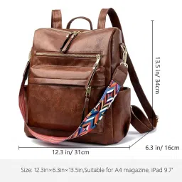 comfabie Premium PU Leather Stylish Backpack for Women, Ladies Multipurpose Women Work Bag, Shoulder Strap Handbags, Zipper Closure Purse, Travel Purses & clutches image 1