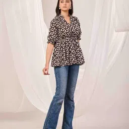 futra gabha Brown Base Cotton Printed Top - Chic and Comfortable for Everyday Wear image 1