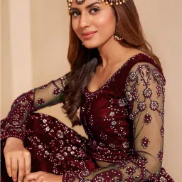 zaalima fashion with z logo Women's Embroidered Semi-Stitched Net Lehenga Choli image 3